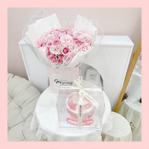 Set bánh & hoa tone hồng