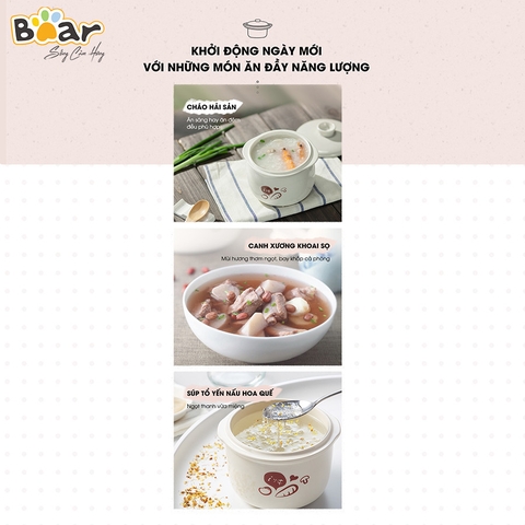 Nồi nấu chậm 0,8L Bear SUBE001 - Bản Quốc Tế