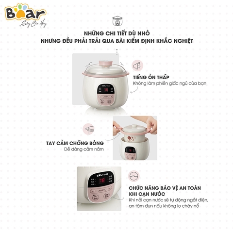 Nồi nấu chậm 0,8L Bear SUBE001 - Bản Quốc Tế