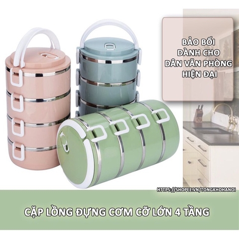 Cặp lồng cơm Lúa mạch 4 tầng