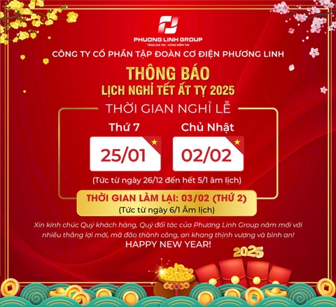 Phương Linh Group thông báo lịch nghỉ tết Nguyên Đán 2025