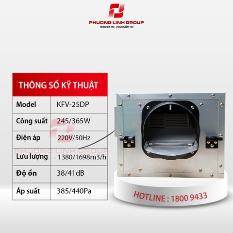 Quạt âm trần nối ống gió KFV-25DP 2 cấp tốc độ