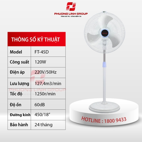 Quạt cây cao cấp cánh nhựa ABS FT-45D