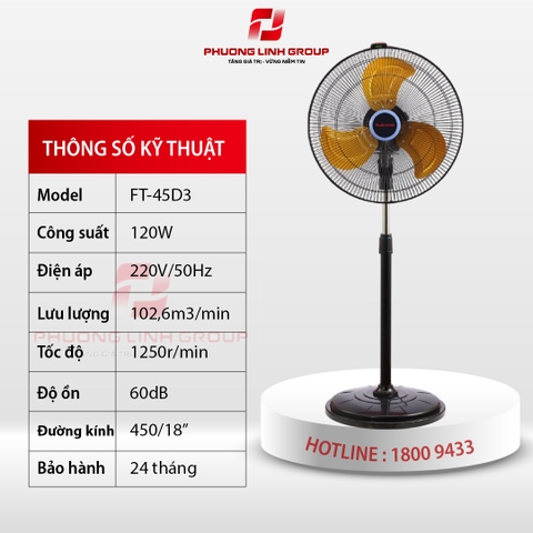 Quạt cây đứng cánh kim loại FT-45D3