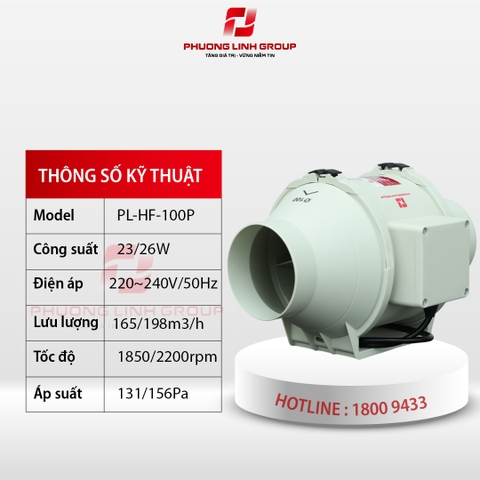 Quạt điện thông gió nối ống PL-HF-100P