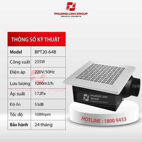 Quạt gắn trần nối ống BPT20-64B 1200m3/h