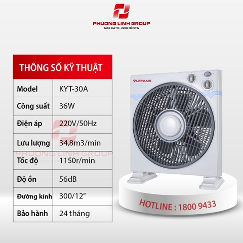 Quạt hộp tản gió 5 cánh cao cấp KYT-30A