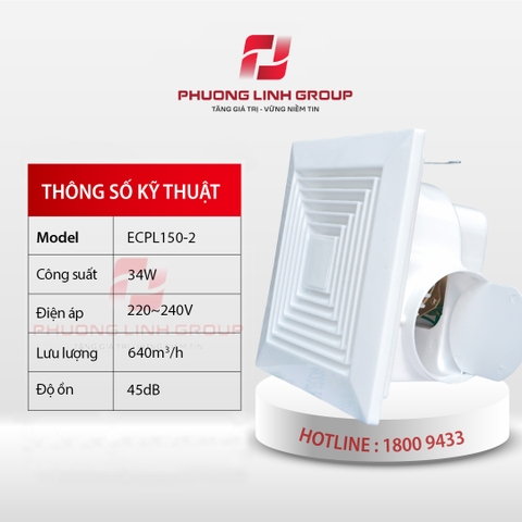 Quạt hút âm trần nối ống gió ECPL150-2