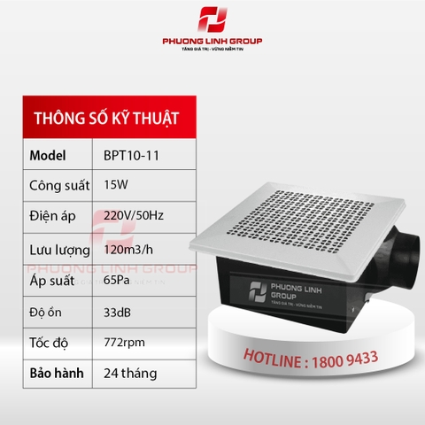 Quạt hút gắn trần nối ống gió BPT10-11