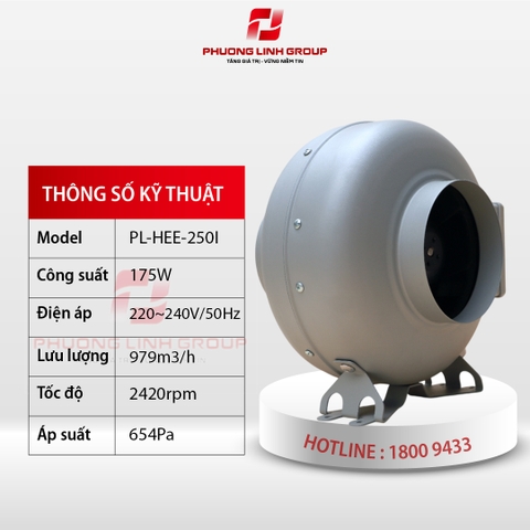 Quạt hút gắn trần nối ống gió PL-HEE-250I