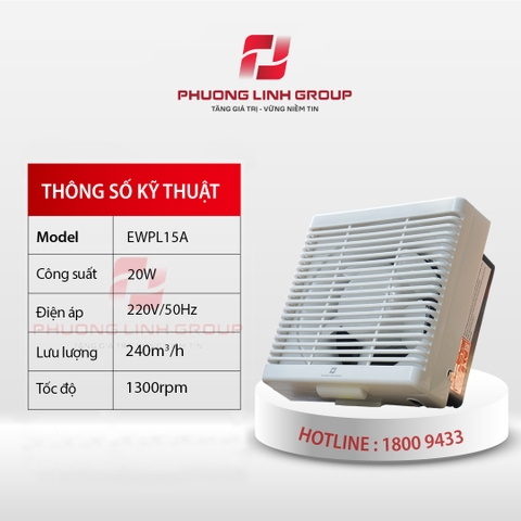 Quạt hút gió gắn tường EWPL15A mặt tổ ong