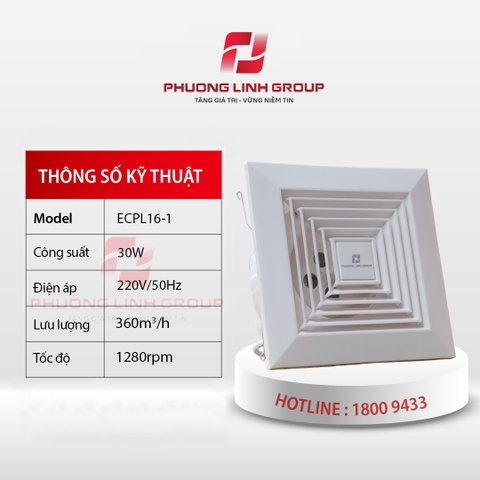 Quạt thông gió âm trần ECPL16-1