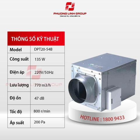 Quạt thông gió cabinet tiêu âm DPT20-54B