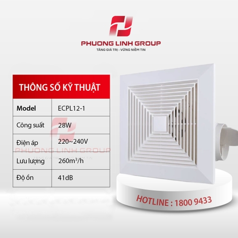 Quạt thông gió dạng cửa hút trần ECPL12-1