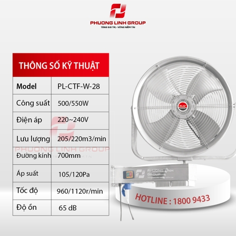 QUẠT GẮN TƯỜNG PL-CTF-W-28