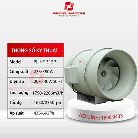 Quạt thông gió nối ống PL-HF-315P