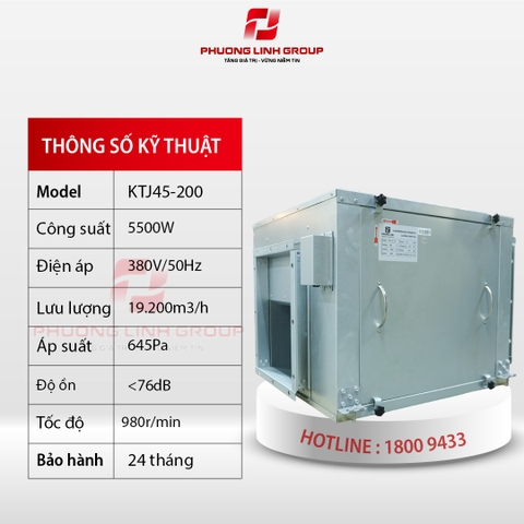 Quạt thông gió nối ống Cabinet giảm âm KTJ45-200
