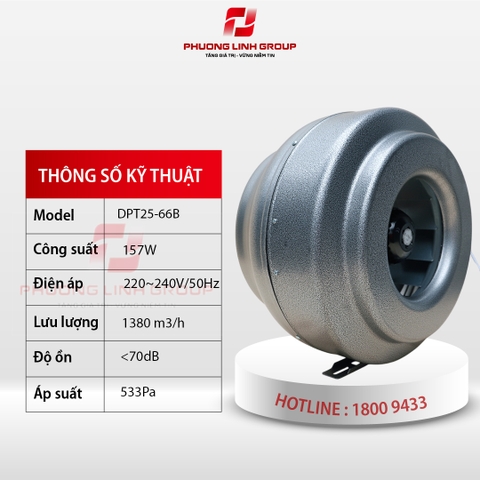 Quạt thông gió nối ống đồng trục DPT25-66B