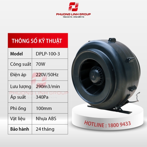Quạt thông gió tròn nối ống DPLP-100-3
