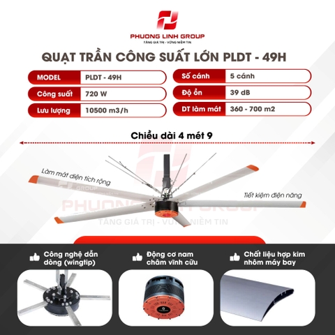 Quạt trần cao cấp nhập khẩu PLDT-49H