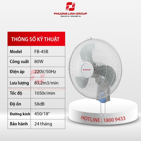 Quạt treo tường độ ồn thấp FB-45B
