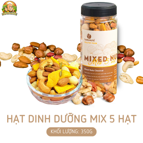 Hạt dinh dưỡng mix 5 loại- hũ 350gr ( bí xanh, hạnh nhân, macca, hạt điều, xoài sấy)