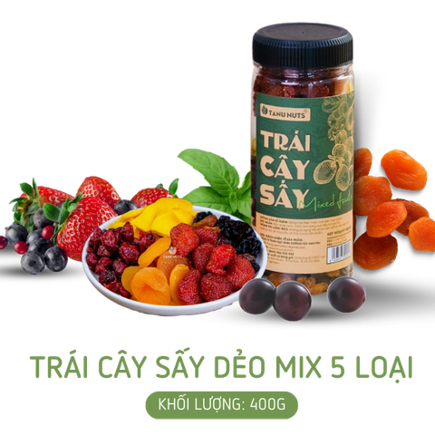 Trái cây sấy dẻo mix 5 loại hoa quả- hũ 400gr