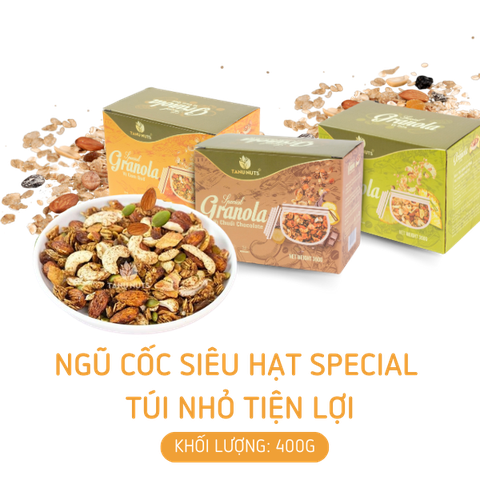 Ngũ cốc granola siêu hạt, gói nhỏ tiện lợi- Hộp 10 gói 350gr