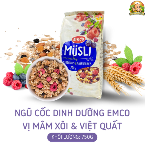Ngũ cốc Emco vị việt quất và mâm xôi túi 750gr