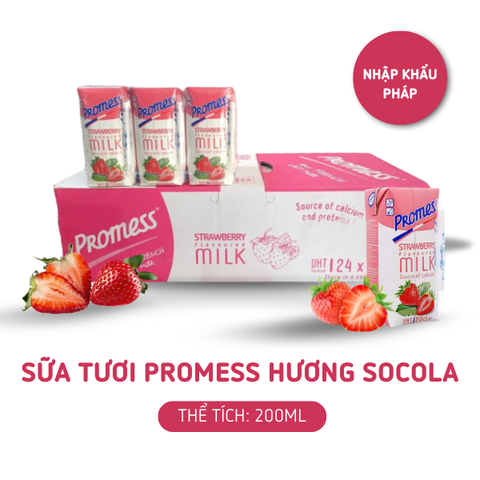 Sữa dâu 200ml Promess - Chính Hãng [Sữa tươi Pháp]