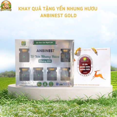 Tổ Yến Nhung Hươu Chưng Sẵn Anbinest Gold - Khay Quà Tặng 6 Hũ