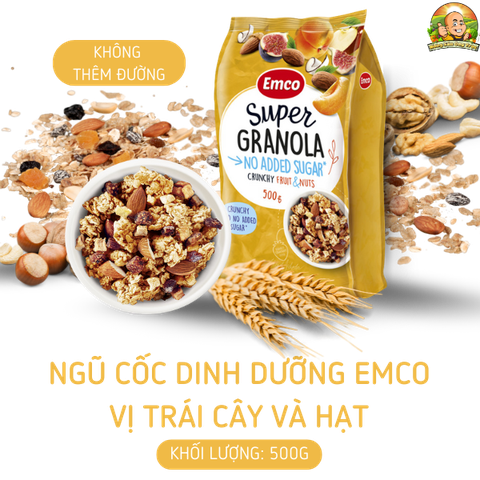 Ngũ cốc Emco không thêm đường vị trái cây và các loại hạt túi 500gr