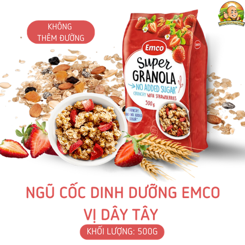 Ngũ cốc Emco không thêm đường vị dâu túi 500gr