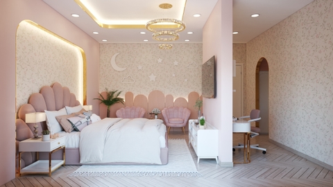 Thiết kế và thi công nội thất phòng ngủ và khu vui chơi bé gái nhà chị Tuyền Nhơn Trạch
