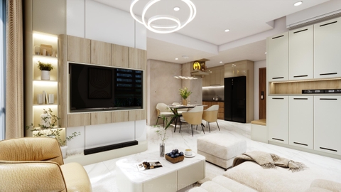 Thiết kế và thi công nội thất căn hộ 2 Phòng ngủ Alnata