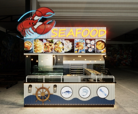 Thiết kế và thi công quầy thức ăn Hải sản Seafood