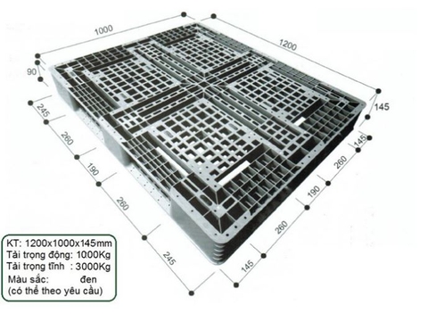 Pallet cốc nhựa BPG (L3) KT:1200x1000x145mm