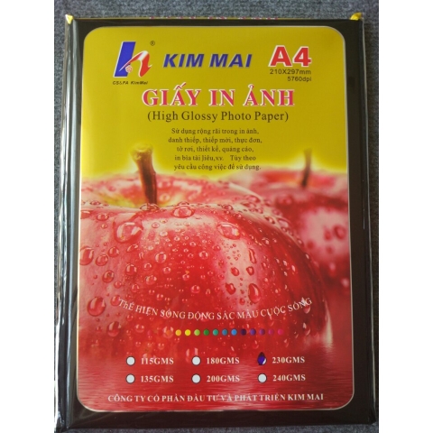 Giấy in ảnh A4 Kim mai