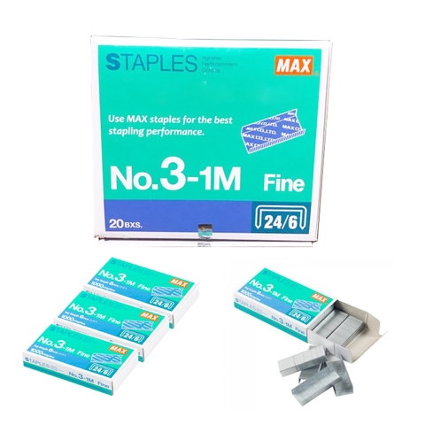 Đinh ghim số 3 (24/6) Max NO.3-1M, 1 hộp lớn = 20 hộp nhỏ