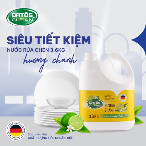 Nước rửa chén Batos Clean- hương chanh 3.6 kg