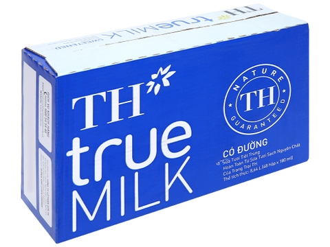 Sữa tươi tiệt trùng có đường TH true MILK 180ml, 48 hộp = 1 thùng