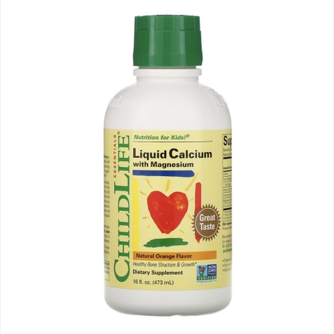 Bổ sung canxi tăng chiều cao vượt trội - Childlife Liquid Calcium with Magnesium, Natural Orange Flavor, 16 fl oz (474 ml)