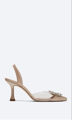 Uterque RHINESTONE VINYL SLINGBACK SHOES