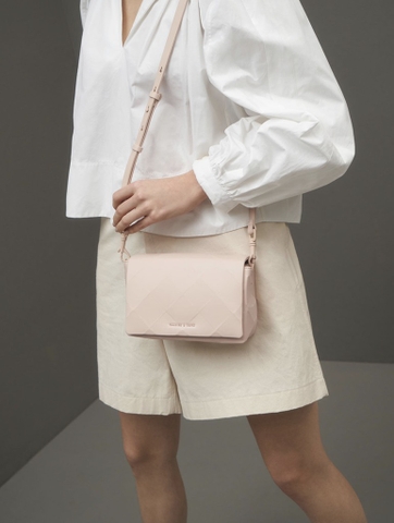 Geometric Crossbody Bag - Light Pink