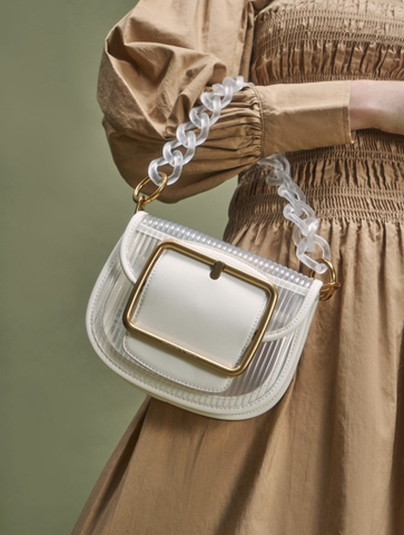 Acrylic Chain Handle Crossbody Bag