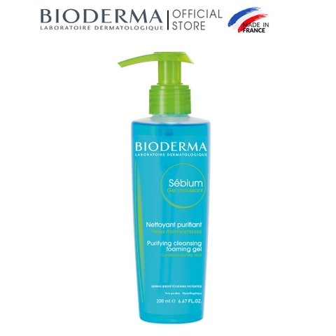 Gel rửa mặt tạo bọt, không chứa xà phòng Bioderma Sebium Gel Moussant - 200ml