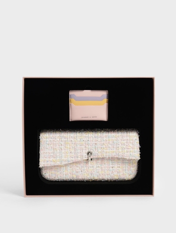 Qixi Gift Set: Shoulder Bag & Card Holder - Pink