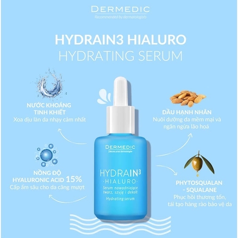 Serum cấp ẩm dành cho da khô, mất nước DERMEDIC HYDRAIN3 HIALURO