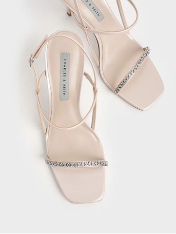 Textured Gem-Embellished Strappy Sandals