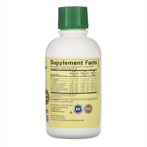 Bổ sung canxi tăng chiều cao vượt trội - Childlife Liquid Calcium with Magnesium, Natural Orange Flavor, 16 fl oz (474 ml)
